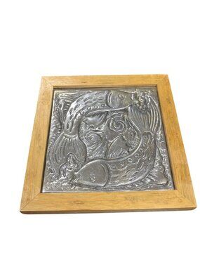 Handmade silver metal fish design Thailand rubber wood wall decor SKU 10-309